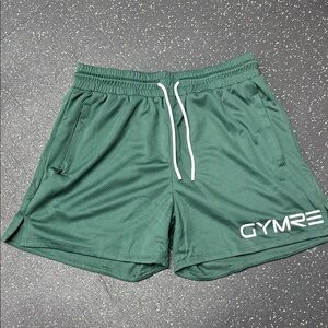 GYMRE Men's Forest Green Athletic Mesh Shorts with Drawstring